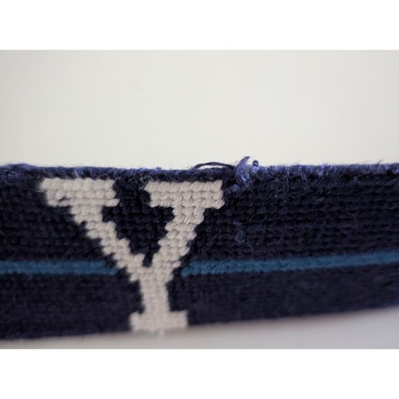 Men's Smathers & Branson Needlepoint Yale Belt Blue Size 32 Pre-Owned - Picture 7 of 7